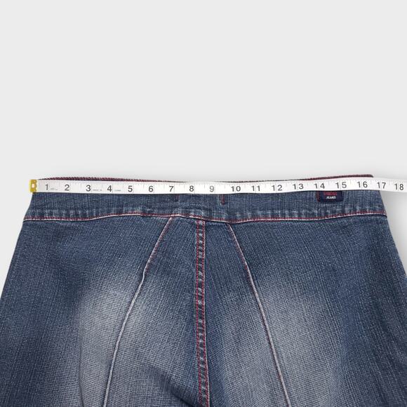 Vintage Y2K Vigoss Jeans Cropped Wide Leg Denim Sz 15/16 Red Stitching 90s 2000s - Picture 9 of 12